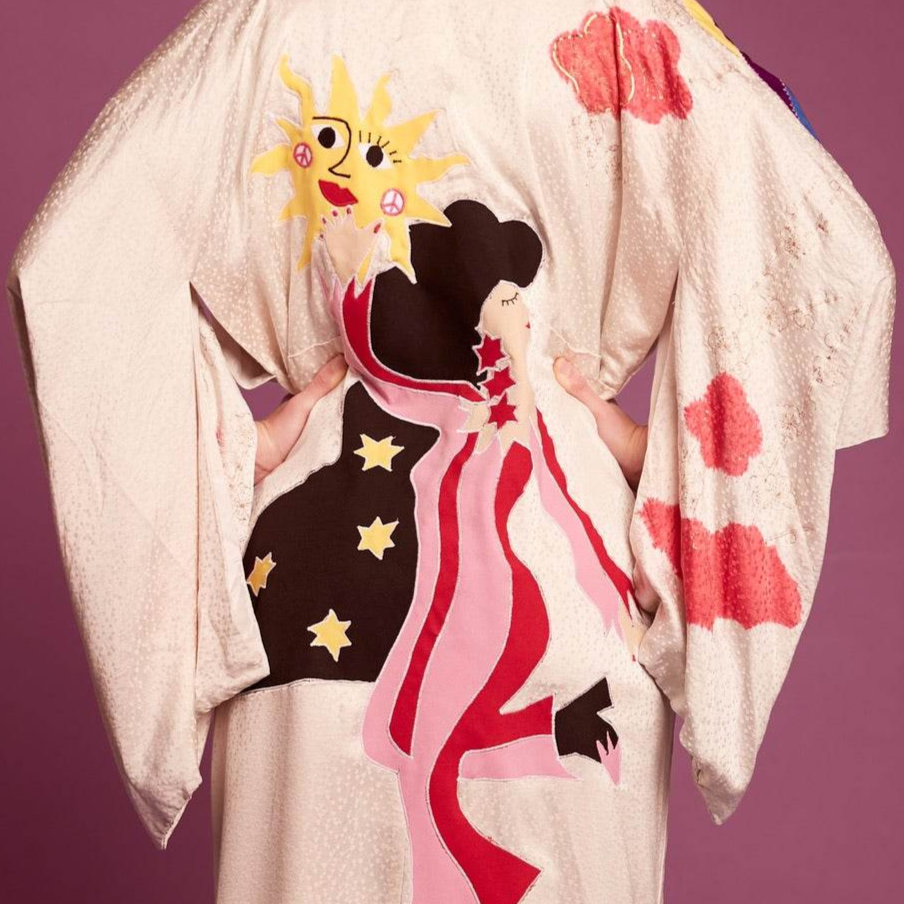 VINTAGE Kimono COSMIC MOON DANCER
