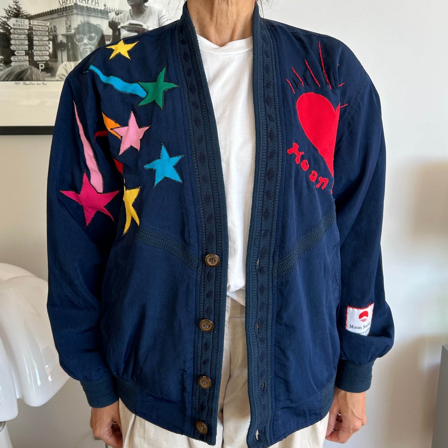 Vintage silk Bombers jacket Moon