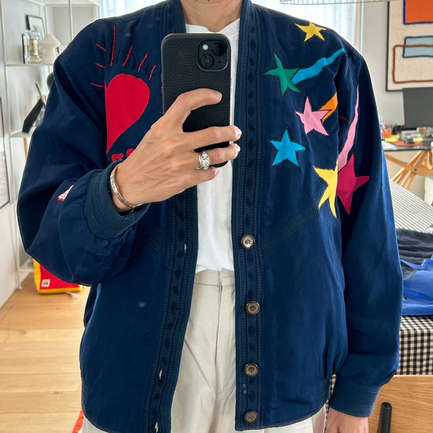 Vintage silk Bombers jacket Moon