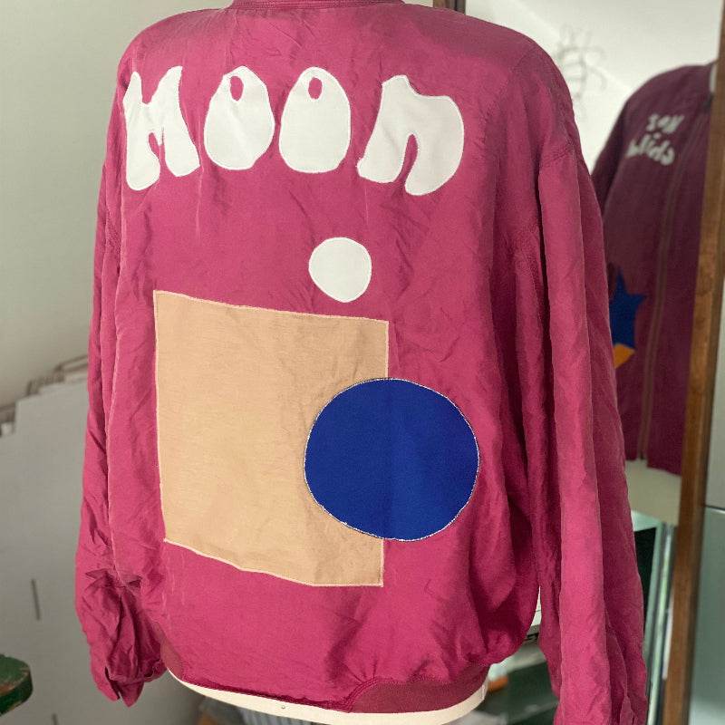 Bombers Moon soie vintage bordeaux