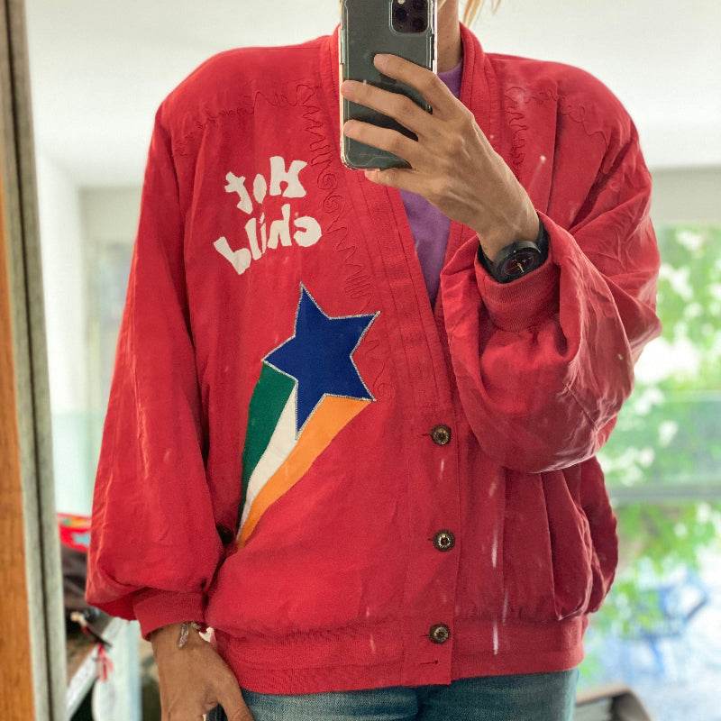 Bombers Moon soie vintage bordeaux