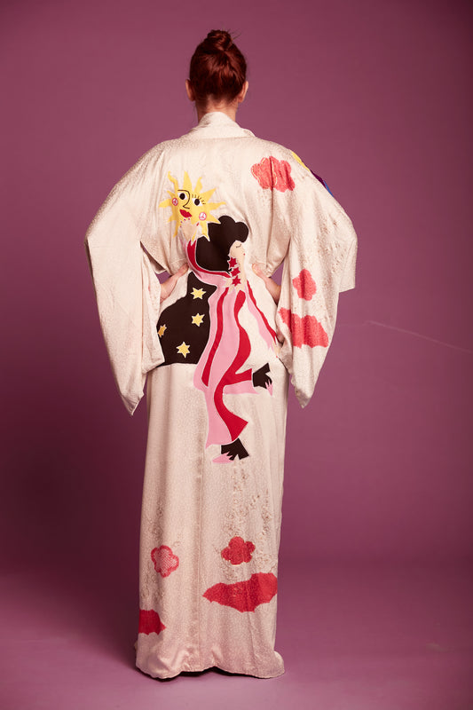 VINTAGE Kimono COSMIC MOON DANCER